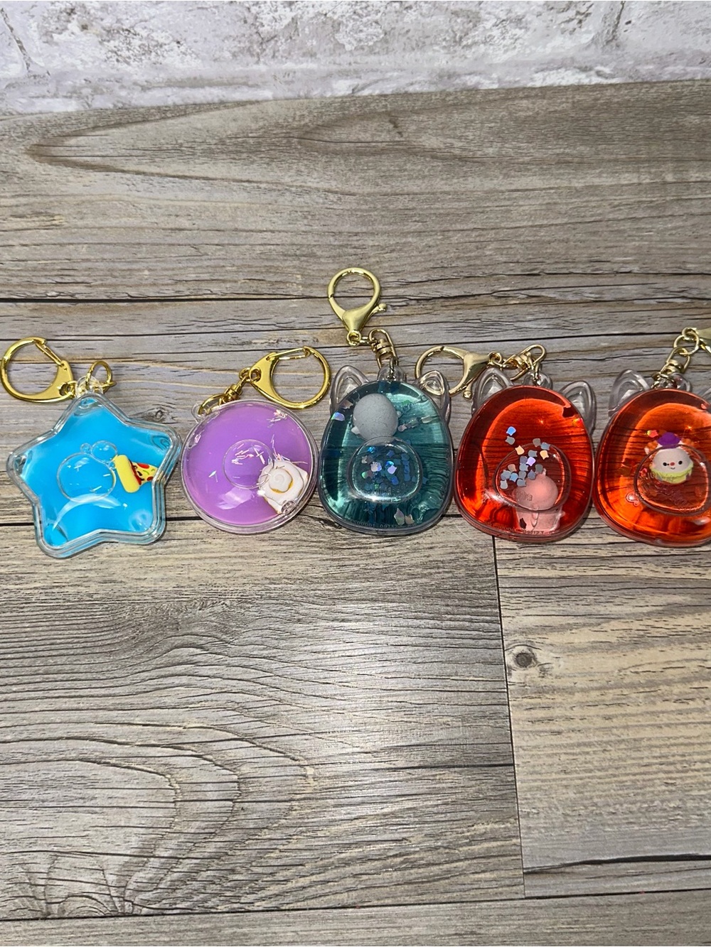 5 JAZWARES TSUNAMEEZ SQUISHMALLOWS LIQUID FILLED GLITTER ACRYLIC KEYCHAIN